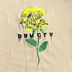 Denim City T-Shirt Mens Embroidered Yellow Rose Flame Accents Streetwear Size M