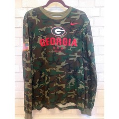 Nike Georgia Bulldogs Camo Long Sleeve Dri-FIT Shirt Mens Large USA Flag Patch