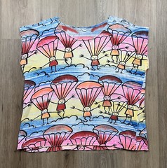 VINTAGE Rainbow Skydivers AOP Sleeveless Multicolor Skydiving T-Shirt Size Large