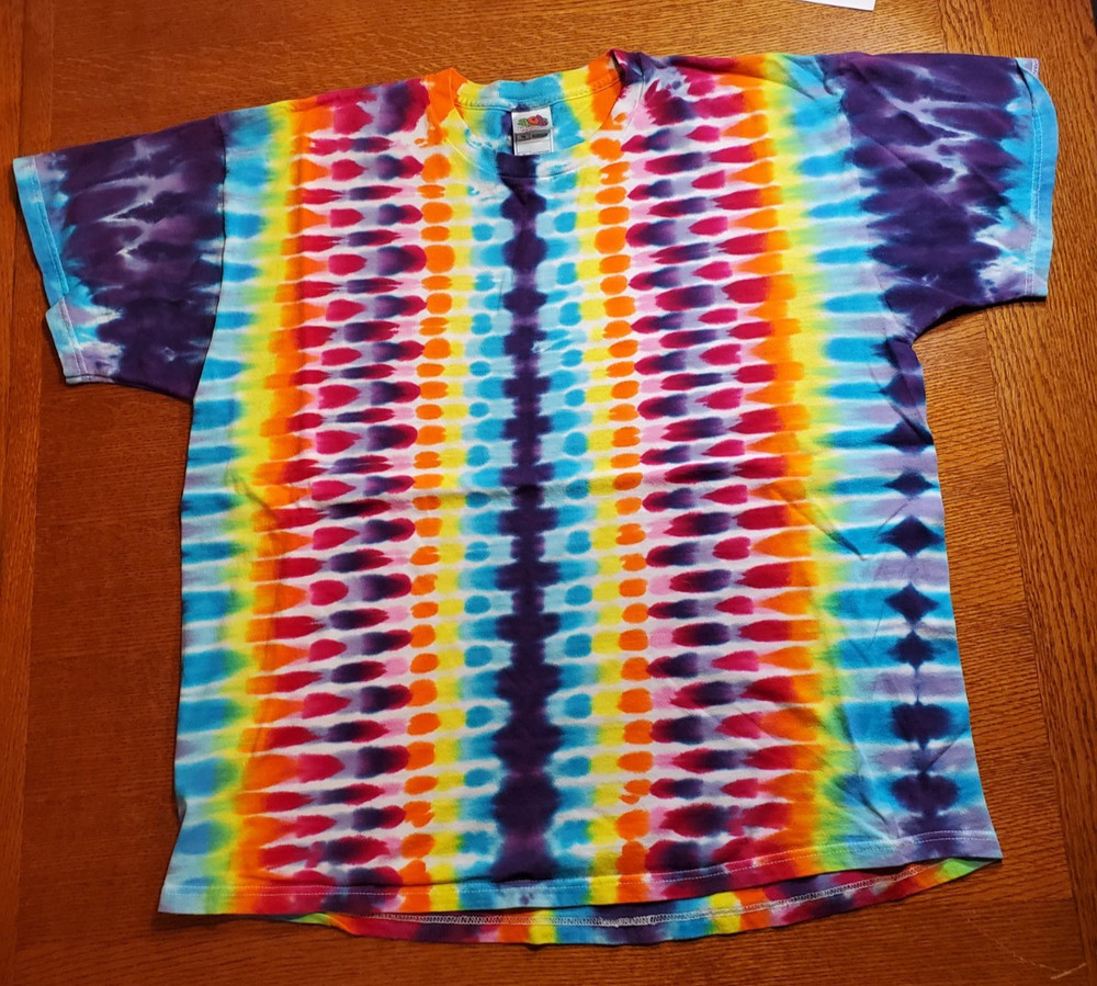 Vintage 2000s Fruit Of The Loom Blank Tie Dye T Shirt XL Rainbow Hippie y2k 90s