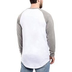 Royal Avalon Sport Mens XL Baseball White Gray Raglan Long Sleeve Cotton Shirt