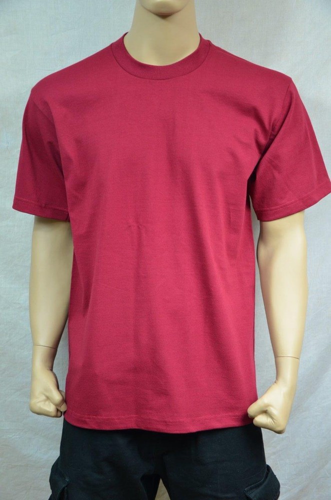 1 NEW PRO5 SUPER HEAVY WEIGHT T-SHIRT BURGUNDY TEE PLAIN BLANK COTTON S-7XL