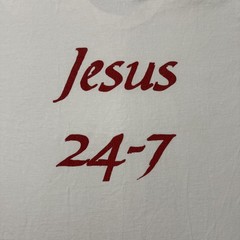 Vintage 90s Jesus 24-7 Shirt Mens L White Christian Clock Funny Graphic Tee
