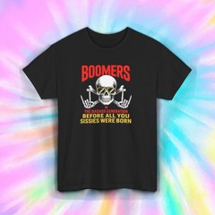Boomers Badass Generation Funny Baby Boomer Skull Humor Graphic Tee S-5XL