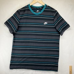 Nike Mens Striped Short Sleeve Ringer T-Shirt Blue Teal Cotton Large FD1358-451