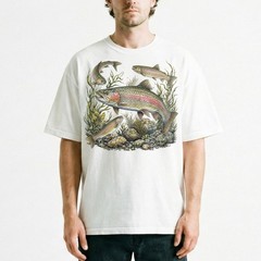 Vintage Rainbow Trout Fishing Fly Fisher Outdoor T-Shirt Nature Lover Tee