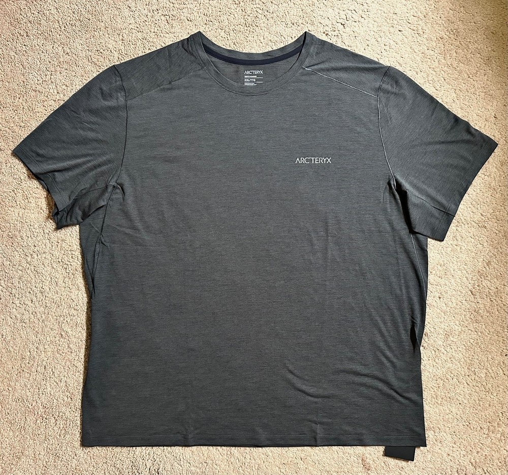 Arc’teryx Cormac Arc’Bird Logo Short Sleeve T Shirt Men’s XXL BLACK HEATHER NEW