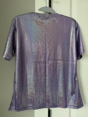 FLNN Lilac Holographic Metallic T-Shirt Size S Shimmer Party Short Sleeve Te