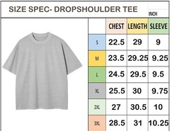 MENS DROP SHOULDER TEE OVERSIZED flat hem line extended shoulder Tee