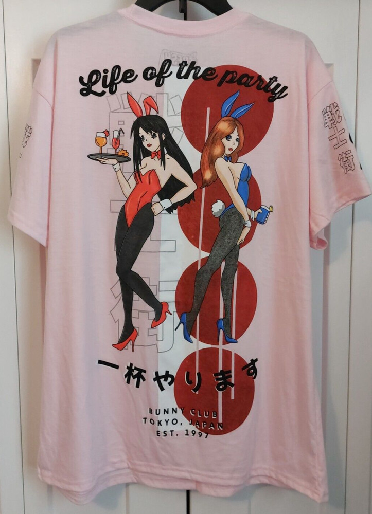 FRESH LAUNDRY MEN’S PINK SHIRT LIFE OF THE PARTY BEER SEXY ANIME BUNNY XL NWT