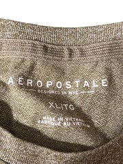 Aeropostale A Front Graphic T Shirt Heather Olive Green Blue Sewn Letters Sz XL