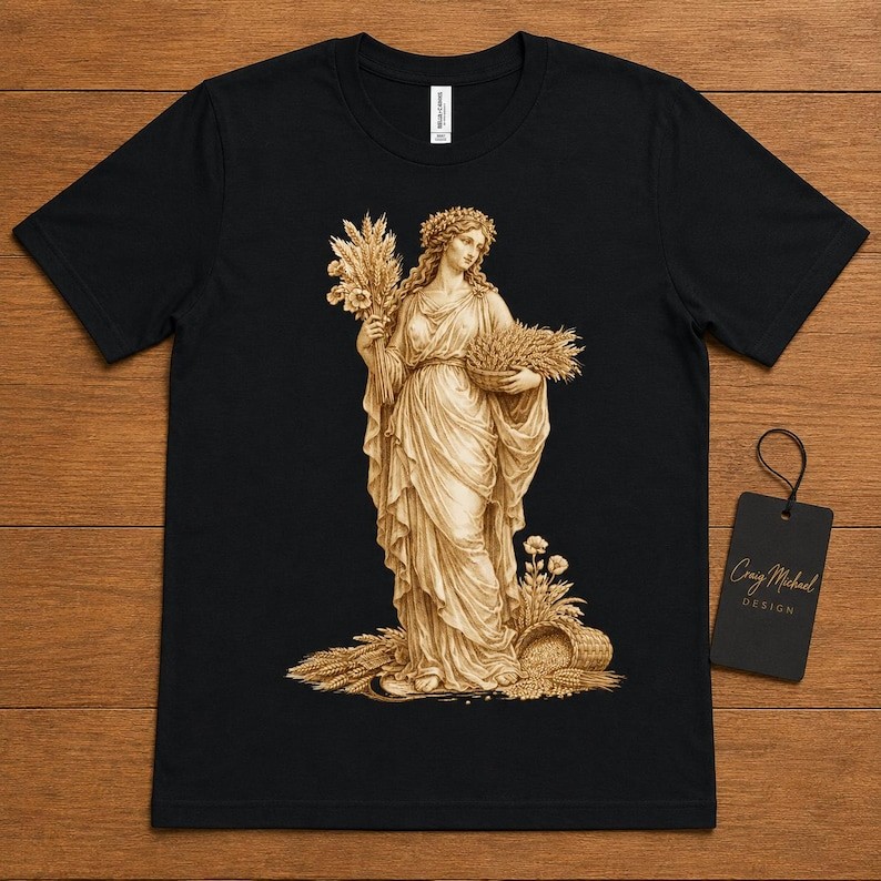 Demeter Goddess T-Shirt, Renaissance Mythology Harvest Graphic Tee