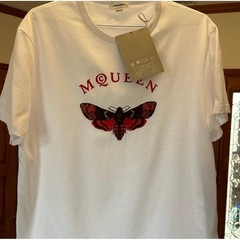 Men’s Alexander McQueen moth, embroidered cotton T-shirt size medium, NWT Italy