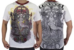 WEED Ganesha Ringer T-Shirt Men Vintage Ganesh Om Hindu God Hippie Bohemian WE03