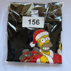 The Simpsons Homer Santa Claus Duff Beer Christmas T-Shirt Black Unisex Medium