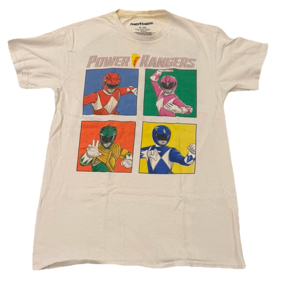 Power Rangers T-Shirt Size Small White Short Sleeve 100% Cotton by C-Life Group