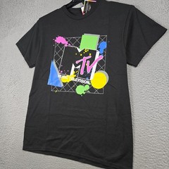 MTV MUSIC TELEVISION SHIRT Mens Medium BLACK MUSIC Casual Retro 90s 80s NWT