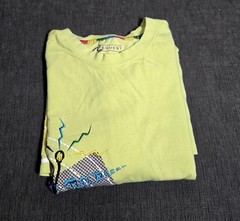 Y2K Request Brand T Shirt “robot” With Embroidered Lettering Yellow/green XL
