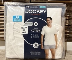 Jockey Mens Tall Man Classic V-Neck 2 Pack 2XLT T-Shirts 100% Cotton Brand New