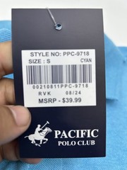 PACIFIC POLO CLUB MEN’S SHORT SLEEVES BUTTONS – SIZE: MEN S – CYAN