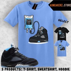 Tee Shirt Matching AJ 5 Black UNC Blue 2026 To Match Sneaker Therapy 5s T-Shirt