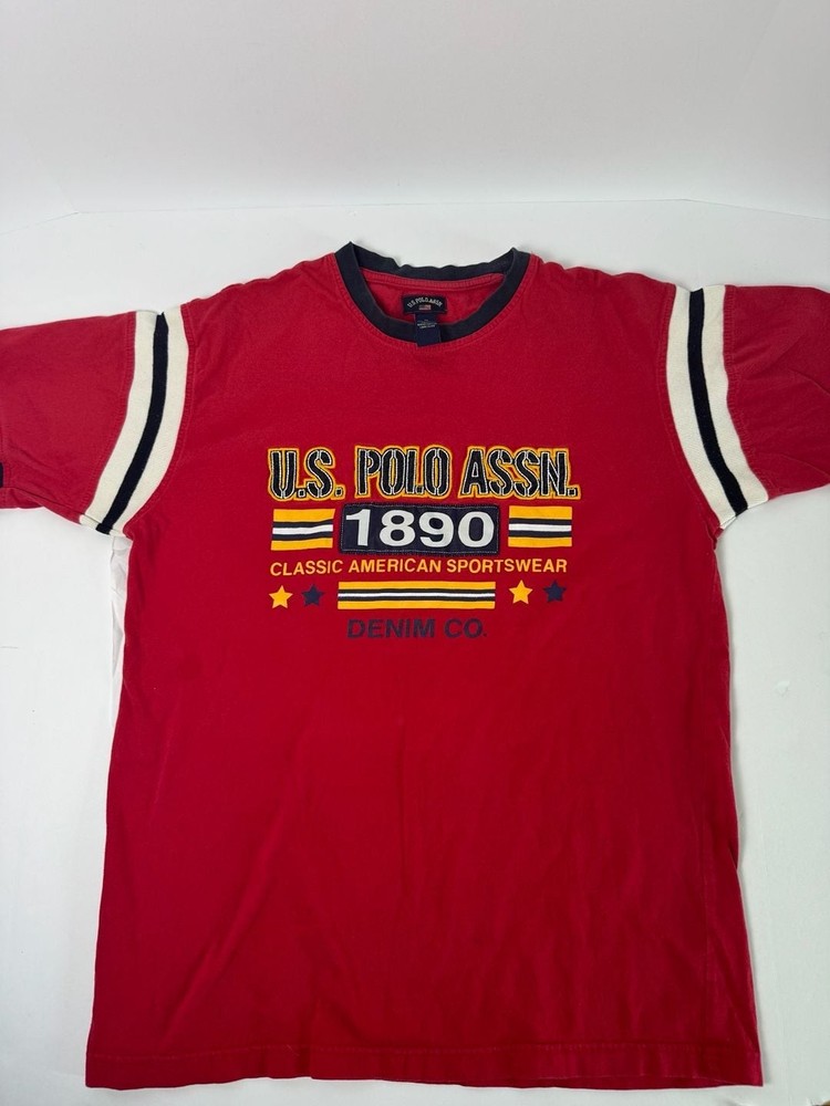 U.S. Polo Assn. Vintage Graphic T-Shirt, Red Ringer Tee, Men’s Size M