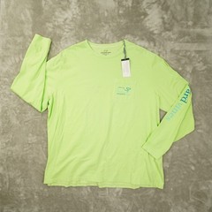 Vineyard Vines Long Sleeve Pocket Tee Men’s XXL Green Neon Graphic Burgee Whale