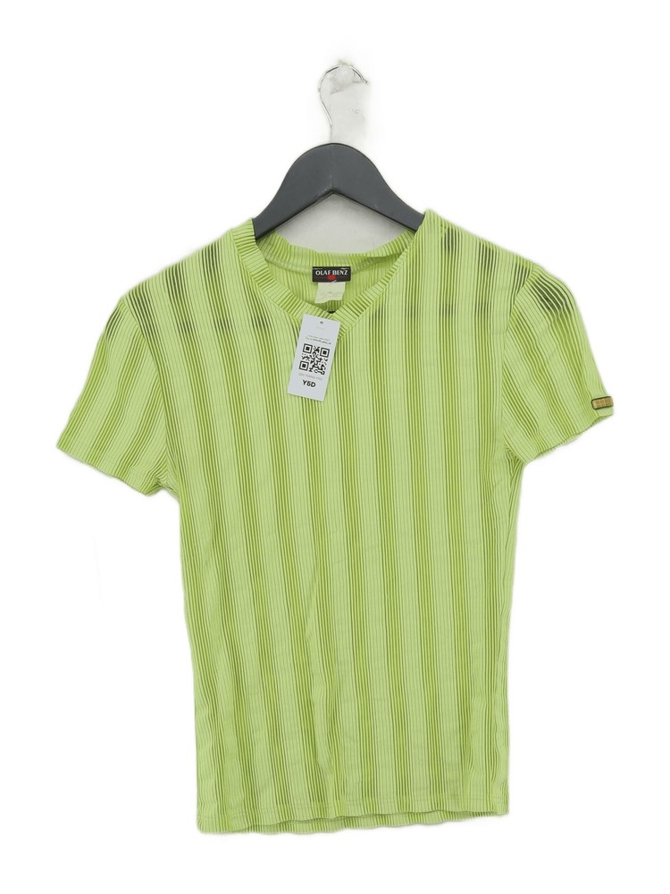 Olaf Benz Men’s T-Shirt S Green Striped Polyamide with Elastane Basic