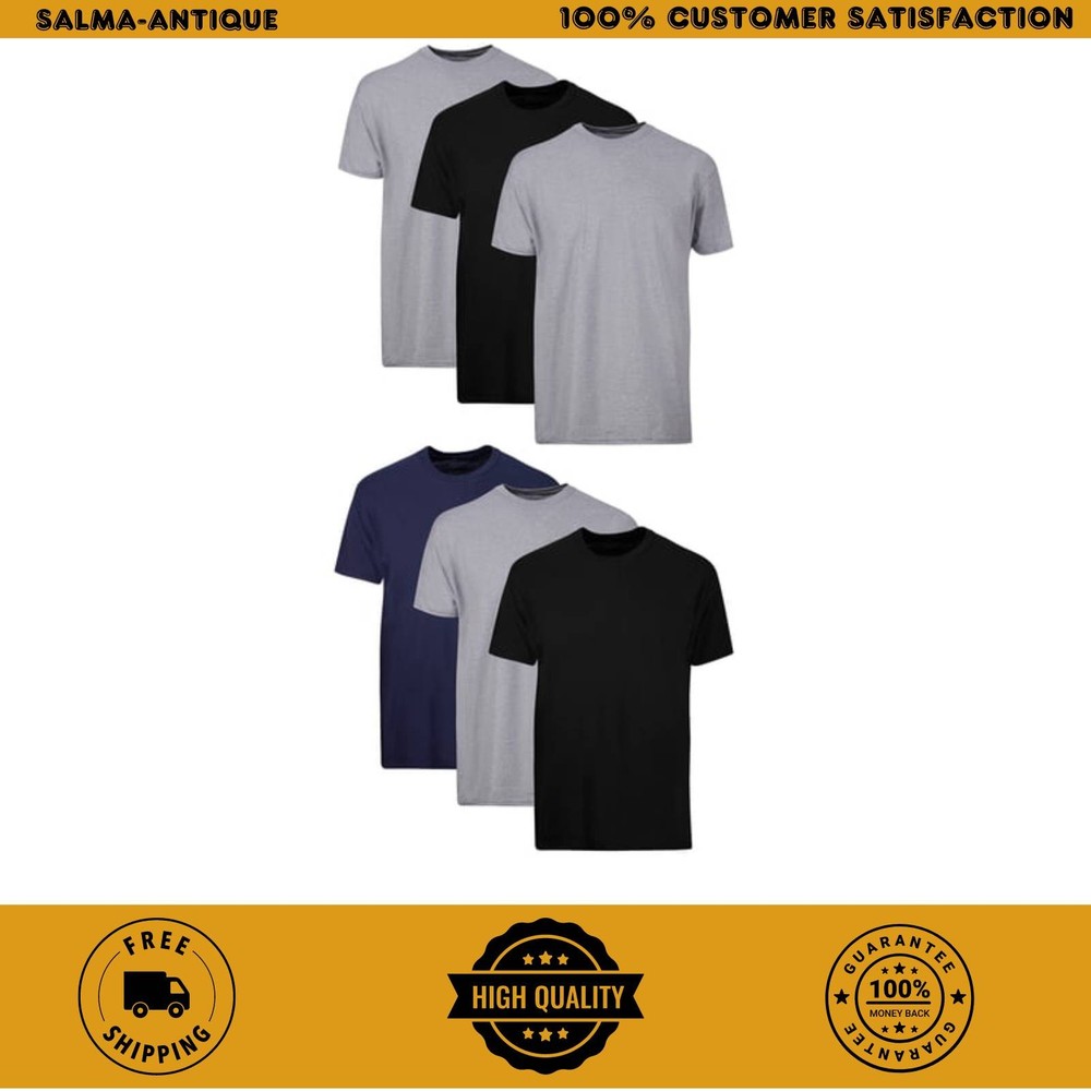 Hanes Men’s 6-Pack Assorted Crew T-Shirt Undershirts Value Pack Cotton