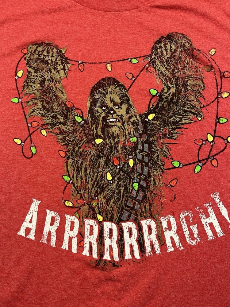Star Wars Chubacca Christmas Red T-Shirt, Size XL, Chest 44