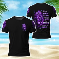 Custom Name Jesus Dropped The Charges Lion Lilies Christian 3D Shirt S-5XL