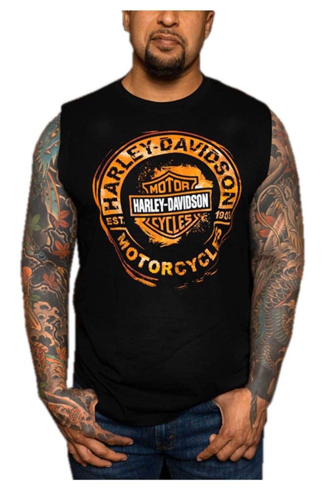 Harley-Davidson Men’s Remains B&S Sleeveless Cotton Muscle Shirt, Black