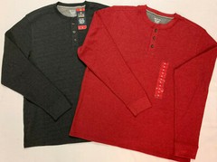 MEN’S XL MEMBER’S MARK LONG SLEEVE RIBBED CUFF RELAXED FIT THERMAL HENLEY SHIRT