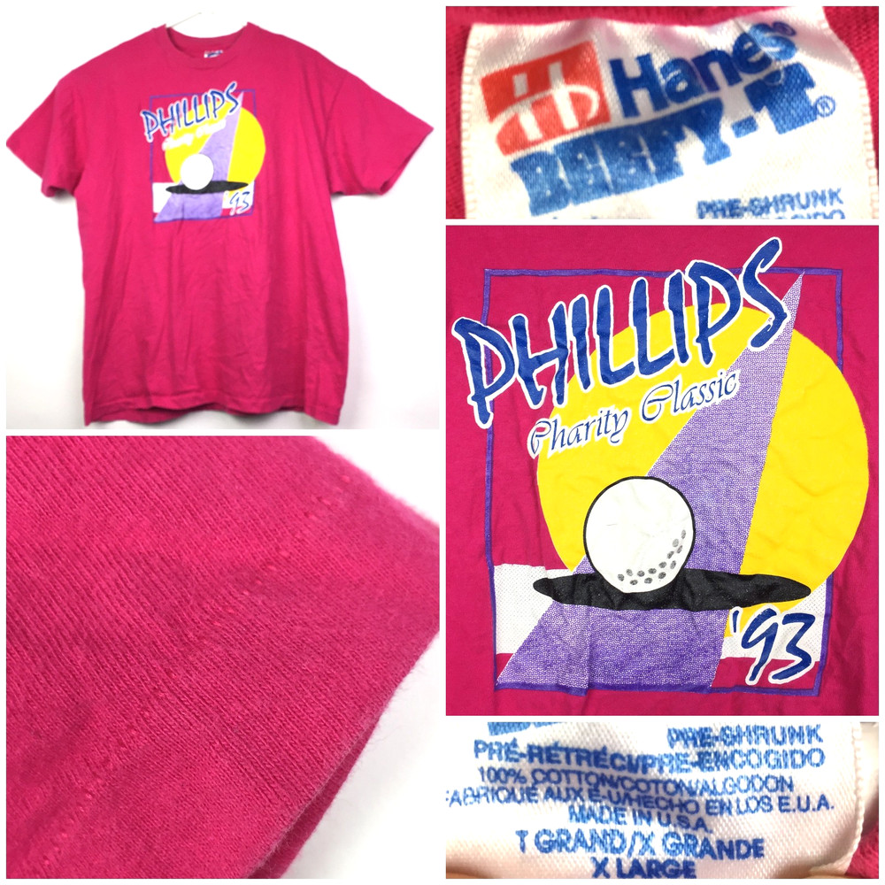 Vtg 1993 Phillips Charity Classic Tennis T Shirt XL Single Stitch Magenta 44 in