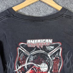 Vintage American Choppers Shirt Mens XL Black 90s Flames Chrome West Coast Biker