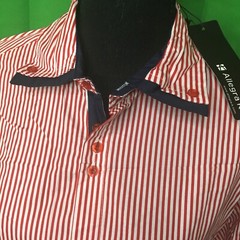 Allegra K Men’s White/Red Stripe Shirt NWT Size 38 Contrast Sleeve NWT Free Ship