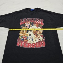 Size LARGE Friday Beers Legalize Steroids T-Shirt Black Graphic Tee Baseball EUC