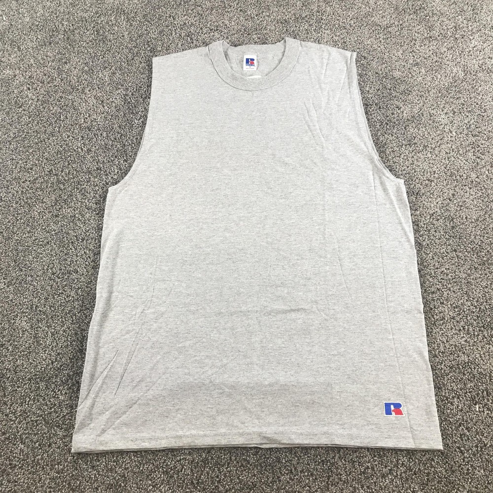 Vintage Russell Athletic Shirt Mens Large Heather Gray Sleeveless Muscle Tank