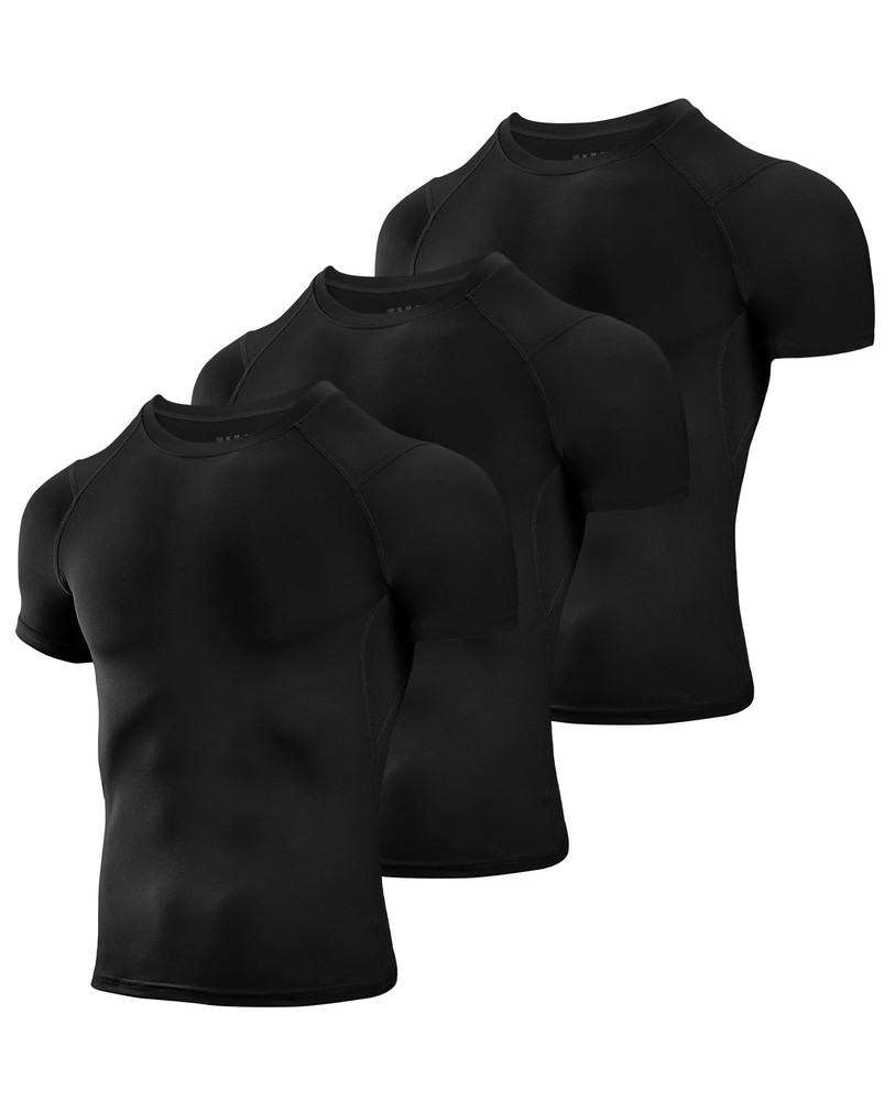 Men’s Compression Shirts 3/5 Pack, Short Sleeve Athletic Compression Tops Coo…