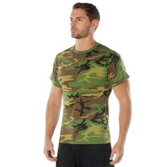 Men’s Camo Short Sleeve T-Shirt – Rothco Poly/Cotton Woodland Camo Tee