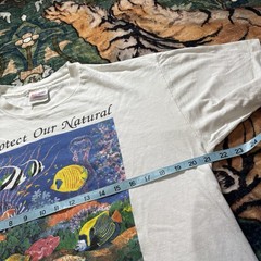 Vtg 90s Protect Our Ocean Faded Shirt Single Stitch USA Nature Art Graphic Large