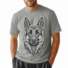 Artistic German Shepherd T-Shirt Line Art Dog Lover GSD Portrait Graphic Tee
