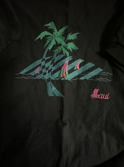 Vintage Shirt Elastic Waist Band And Sleeves Maui Hawaii Black Small Embroidered