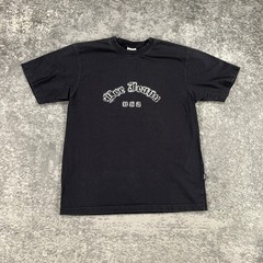 Vintage Lee Jeans Shirt Mens XL Black USA Gothic Spell Out Graphic Tee Spellout