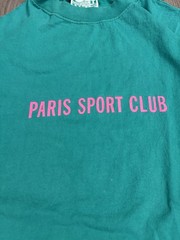 Men’s vintage Paris Sport Club teal tee with nice double graphic,L