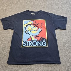 Popeye Shirt Mens Large Navy Blue Strong Graphic Crewneck Tee Cartoon 2019
