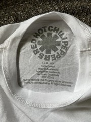 Red Hot Chili Peppers Logo Graphic T-shirt L White Long Sleeve Music Soft Fade