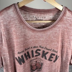 Lucky Brand Venice Burnout T-Shirt Men’s Medium Short Sleeve Red Whiskey Alcohol