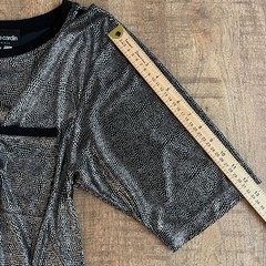 Pierre Cardin Vintage Metallic Silver Black Patterned Pocket Top Mens M USA