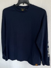 AE Timberland Boxfit Mens Long Sleeve Graphic T-Shirt Medium Navy Blue Oversized